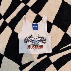 Forever 21 White Ford Logo Ribbed Tank
